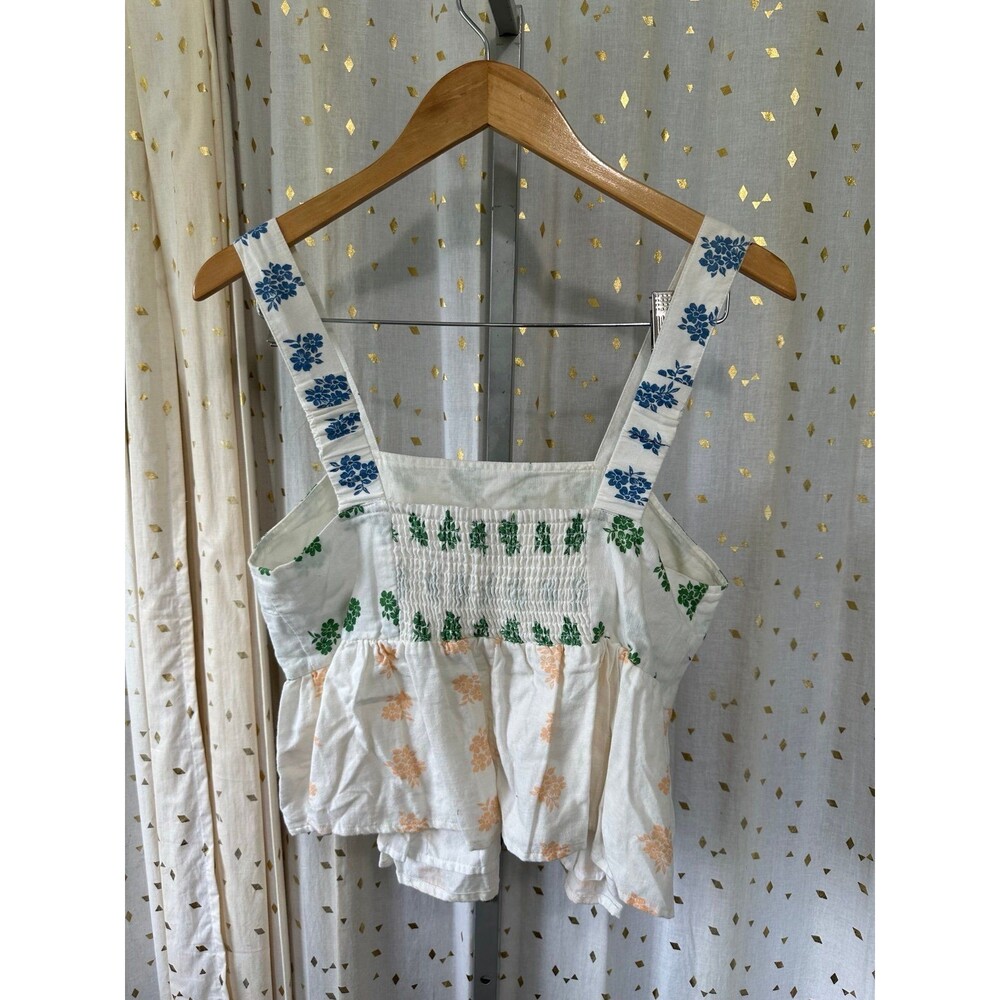 American Eagle Boho Cotton Linen Blend Floral Tiered Crop Tank Maxi Skirt Set L - Picture 4 of 8